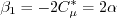 \beta_1 = -2 C_{\mu}^* = 2 \alpha
