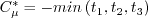 C_{\mu}^* = -{\rm min} \left( t_1 , t_2 , t_3 \right)