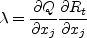 \lambda = \frac{\partial Q}{\partial x_j} 
   \frac{\partial R_t}{\partial x_j}