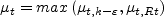 \mu_t = {\rm max} 
  \left( \mu_{t,k-\varepsilon},\mu_{t,Rt} \right)