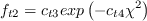 f_{t2} = c_{t3} {\rm exp} \left( -c_{t4} \chi^2 \right)