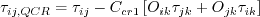 \tau_{ij,QCR} = \tau_{ij} - C_{cr1} \left[ O_{ik} \tau_{jk} + O_{jk} \tau_{ik} \right]