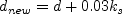 d_{new} = d + 0.03 k_s
